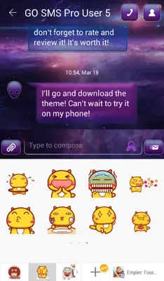 GO SMS Galaxy Theme android App screenshot 1